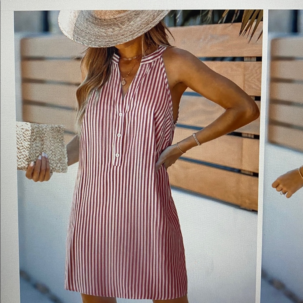 Cupshe Red and White Striped coverup NWT